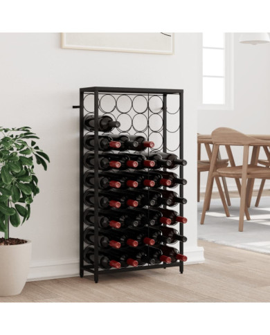 Casier à bouteilles de 45 bouteilles noir 54x18x100cm fer forgé | Mobilier & Déco
