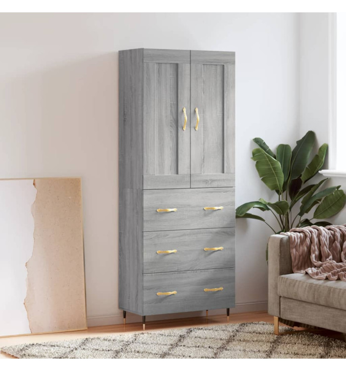 Buffet haut Sonoma gris 69,5x34x180 cm Bois d'ingénierie | Mobilier & Déco