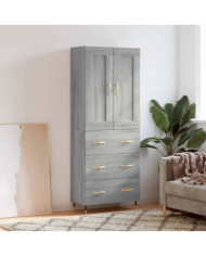 Buffet haut Sonoma gris 69,5x34x180 cm Bois d'ingénierie | Mobilier & Déco