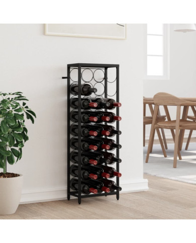 Casier à bouteilles de 27 bouteilles noir 34x18x100cm fer forgé | Mobilier & Déco