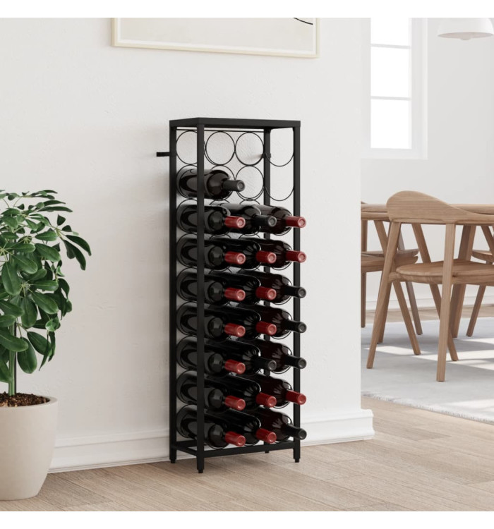 Casier à bouteilles de 27 bouteilles noir 34x18x100cm fer forgé | Mobilier & Déco