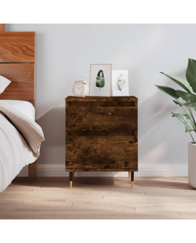 Table de chevet chêne fumé 40x35x50 cm bois d’ingénierie | Mobilier & Déco