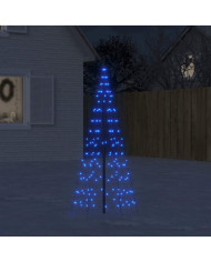Sapin de Noël à LED sur mât de drapeau 200 LED bleu 180 cm | Mobilier & Déco