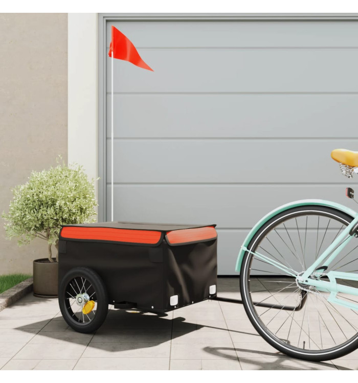 Remorque de vélo noir et orange 30 kg fer | Mobilier & Déco