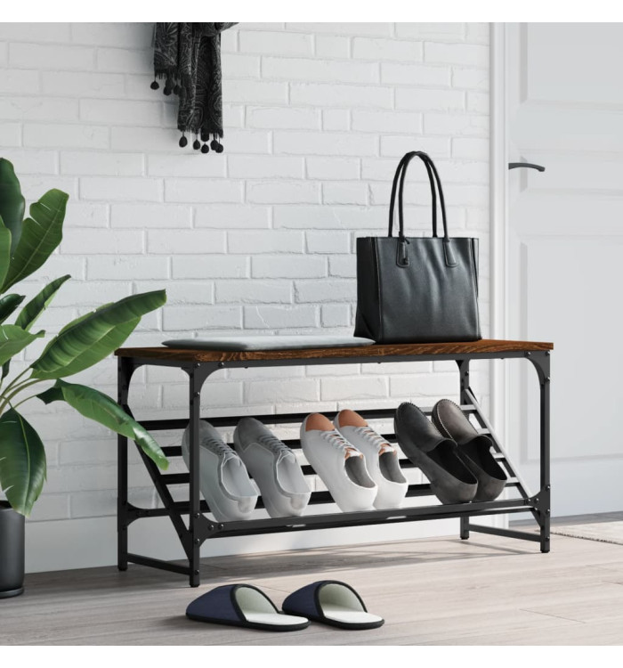 Étagère à chaussures chêne marron 90x30x45 cm bois d'ingénierie | Mobilier & Déco