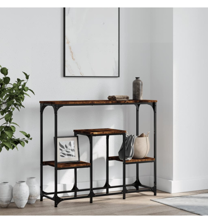 Table console chêne fumé 89,5x28x76 cm bois d'ingénierie | Mobilier & Déco