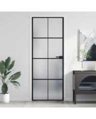 Porte intérieure mince noir 76x201,5 cm verre trempé aluminium | Mobilier & Déco