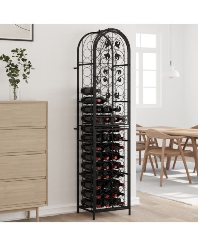Casier à bouteilles 73 bouteilles noir 45x36x200 cm fer forgé | Mobilier & Déco