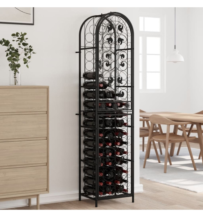 Casier à bouteilles 73 bouteilles noir 45x36x200 cm fer forgé | Mobilier & Déco