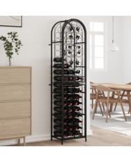 Casier à bouteilles 73 bouteilles noir 45x36x200 cm fer forgé | Mobilier & Déco