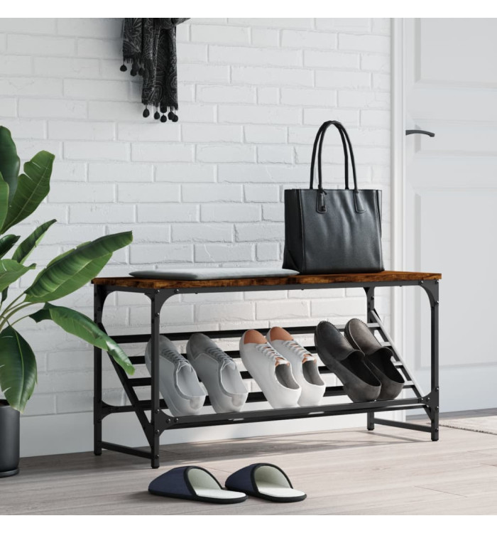 Étagère à chaussures chêne fumé 90x30x45 cm bois d'ingénierie | Mobilier & Déco