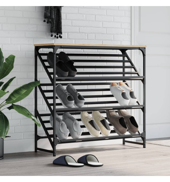 Étagère à chaussures chêne sonoma 90x30x85 cm bois d'ingénierie | Mobilier & Déco