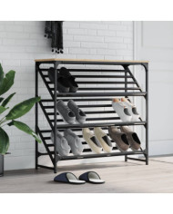 Étagère à chaussures chêne sonoma 90x30x85 cm bois d'ingénierie | Mobilier & Déco