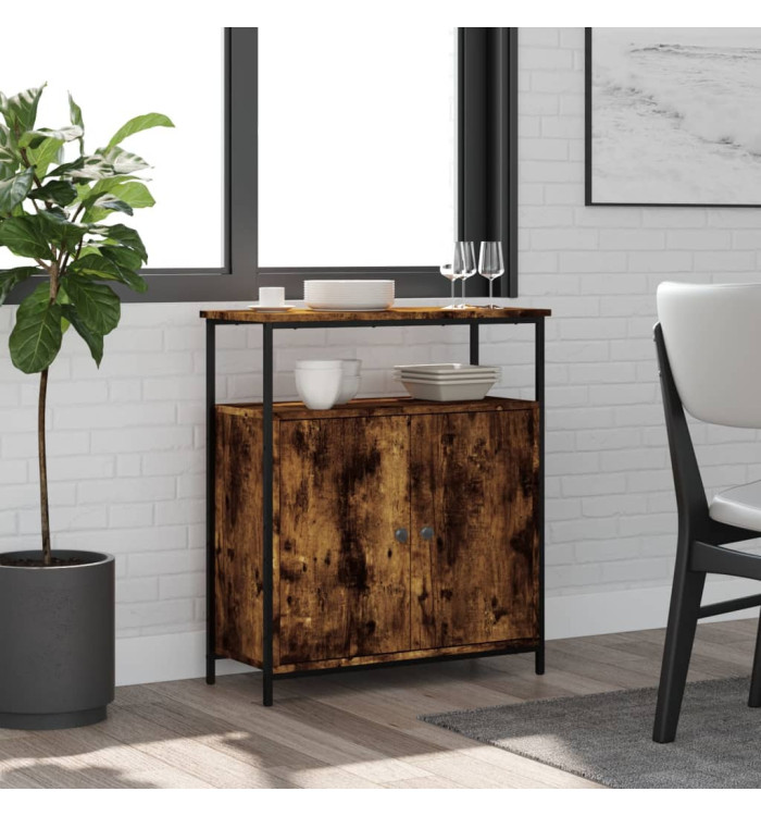 Buffet chêne fumé 70x30x80 cm bois d'ingénierie | Mobilier & Déco