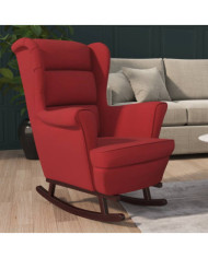 Fauteuil à bascule pieds en bois d'hévéa Rouge bordeaux Velours | Mobilier & Déco