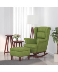 Chaise à bascule avec pieds en bois et tabouret Vert clair | Mobilier & Déco