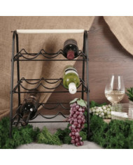 HomeetStyling Casier à vin pour 9 bouteilles métal noir et naturel | Mobilier & Déco