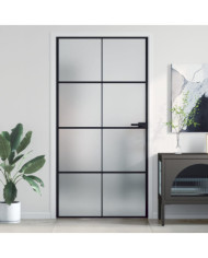 Porte intérieure mince noir verre trempé aluminium | Mobilier & Déco