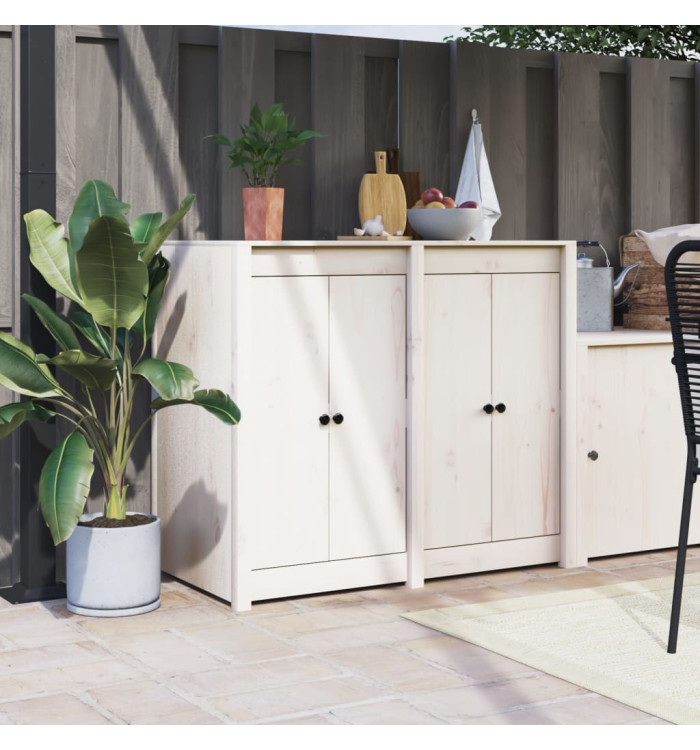 Portes de cuisine d'extérieur 2 pcs blanc bois de pin massif | Mobilier & Déco