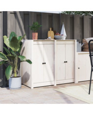 Portes de cuisine d'extérieur 2 pcs blanc bois de pin massif | Mobilier & Déco