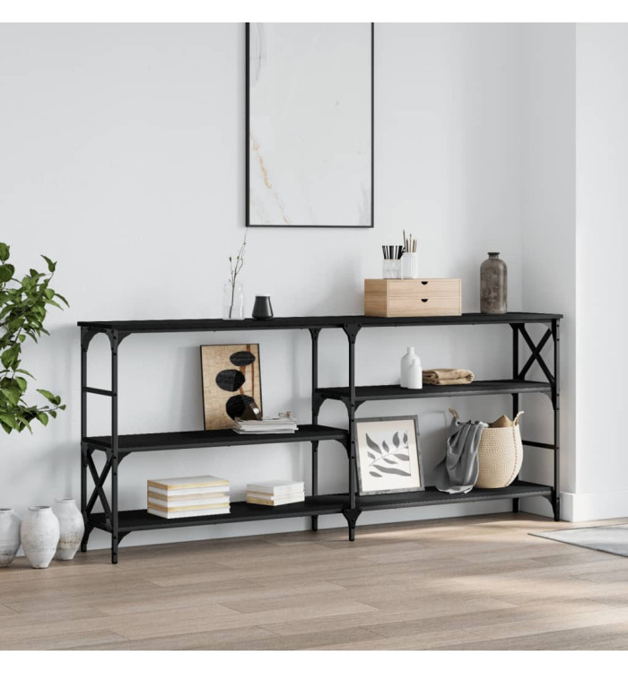 Table console noir 180x29x76,5 cm bois d'ingénierie | Mobilier & Déco