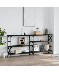 Table console noir 180x29x76,5 cm bois d'ingénierie | Mobilier & Déco
