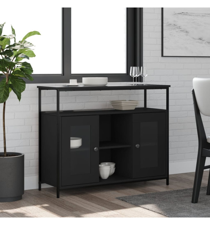 Buffet noir 100x35x80 cm bois d'ingénierie | Mobilier & Déco