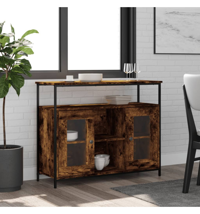 Buffet chêne fumé 100x35x80 cm bois d'ingénierie | Mobilier & Déco