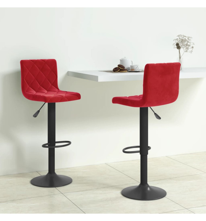 Tabourets de bar lot de 2 rouge bordeaux velours | Mobilier & Déco