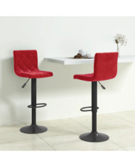 Tabourets de bar lot de 2 rouge bordeaux velours | Mobilier & Déco
