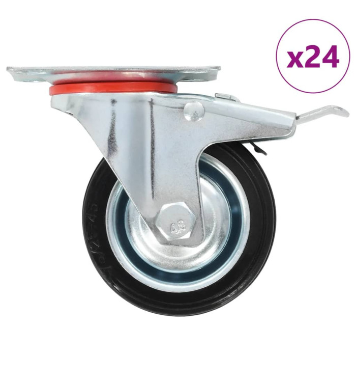 24 pcs Roulettes pivotantes 75 mm | Mobilier & Déco