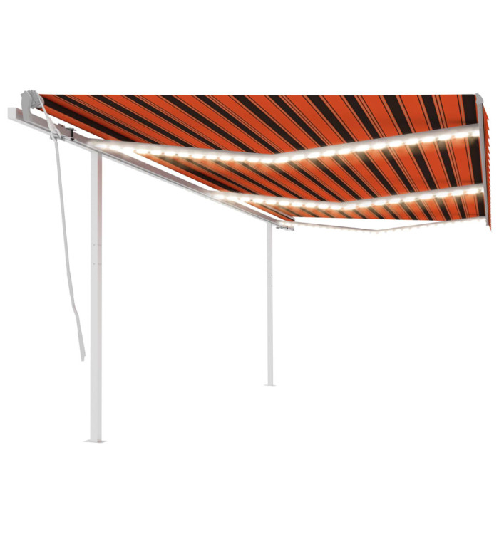 Auvent manuel rétractable avec LED 6x3 m Orange et marron | Mobilier & Déco