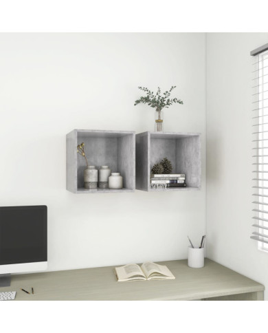 Armoires murales 2 pcs Gris béton 37x37x37 cm Bois d’ingénierie | Mobilier & Déco