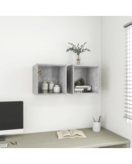 Armoires murales 2 pcs Gris béton 37x37x37 cm Bois d’ingénierie | Mobilier & Déco