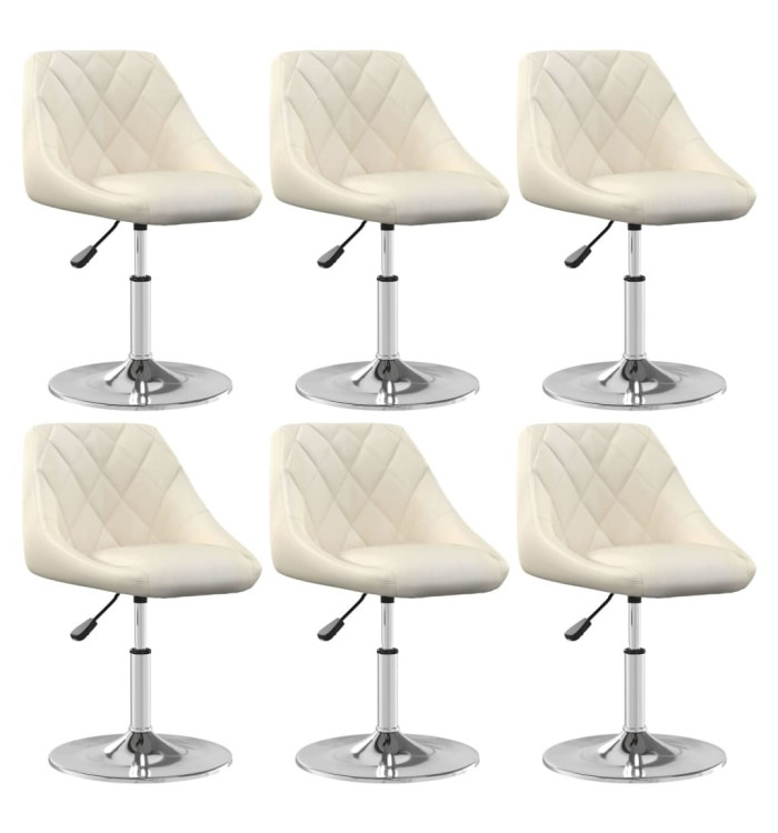 Chaises pivotantes à manger lot de 6 Crème Velours | Mobilier & Déco