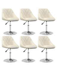 Chaises pivotantes à manger lot de 6 Crème Velours | Mobilier & Déco