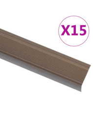 Nez de marche forme en L 15 pcs aluminium 100 cm marron | Mobilier & Déco