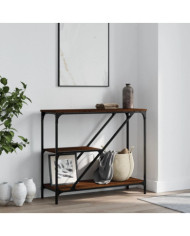 Table console chêne marron 88,5x30x75 cm bois d'ingénierie | Mobilier & Déco