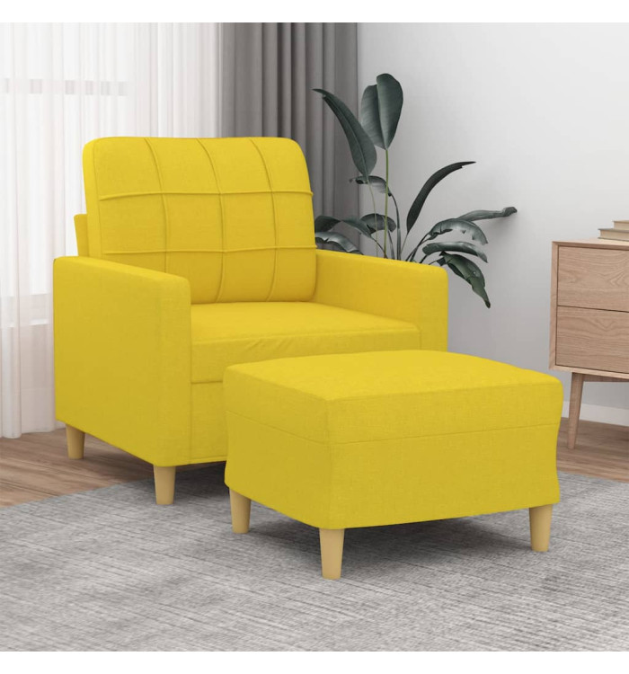 Fauteuil avec repose-pied Jaune clair 60 cm Tissu | Mobilier & Déco