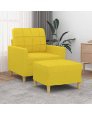 Fauteuil avec repose-pied Jaune clair 60 cm Tissu | Mobilier & Déco