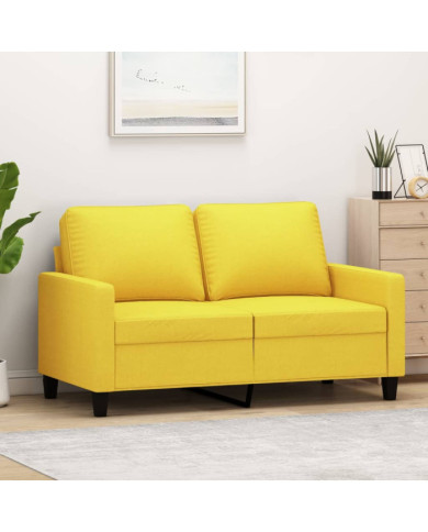 Canapé à 2 places Jaune clair 120 cm Tissu | Mobilier & Déco