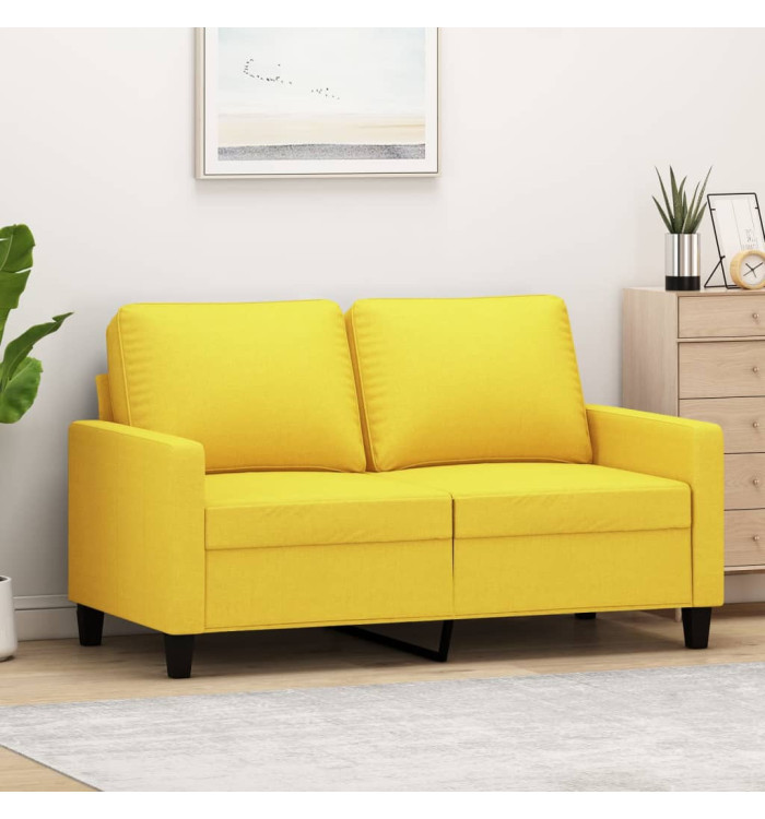 Canapé à 2 places Jaune clair 120 cm Tissu | Mobilier & Déco
