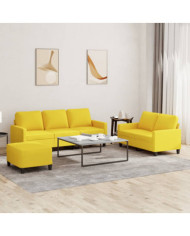 Ensemble de canapés 3 pcs avec coussins Jaune clair Tissu | Mobilier & Déco