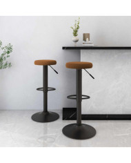 Tabourets de bar lot de 2 marron velours | Mobilier & Déco