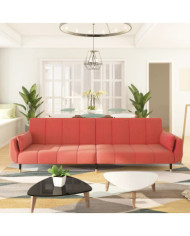 Canapé-lit à 2 places avec deux oreillers Rose Velours | Mobilier & Déco
