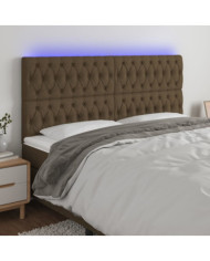 Tête de lit à LED Marron foncé 180x7x118/128 cm Tissu | Mobilier & Déco