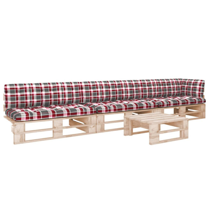 Salon de jardin palette 4pcs avec coussins Bois de pin imprégné | Mobilier & Déco