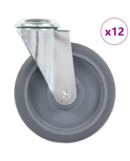 12 pcs Roulettes pivotantes à trou de boulon 125 mm | Mobilier & Déco