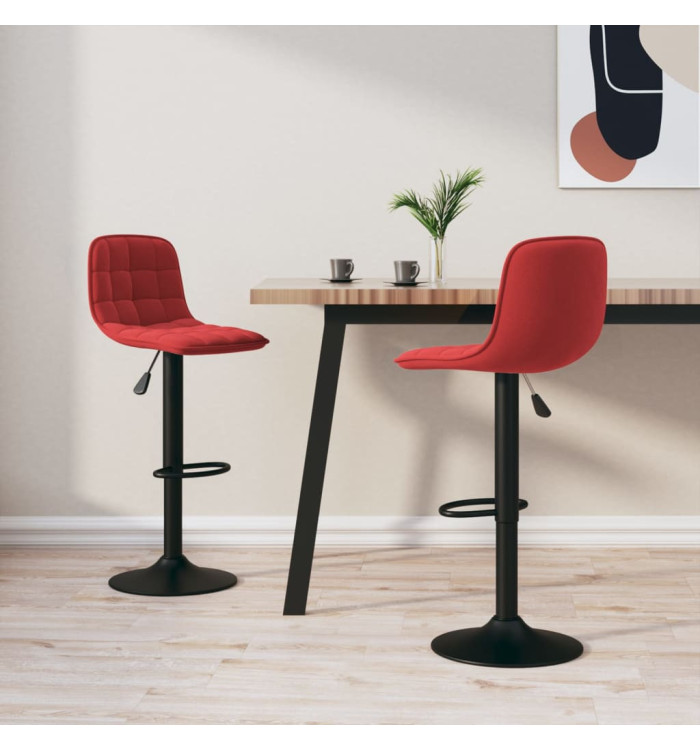Tabourets de bar lot de 2 rouge bordeaux velours | Mobilier & Déco