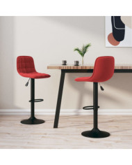 Tabourets de bar lot de 2 rouge bordeaux velours | Mobilier & Déco